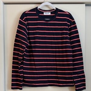 PARKE Women's Striped Black and Red Top